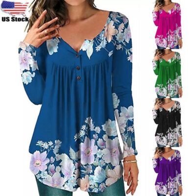 Women's floral print blouses in various colors.