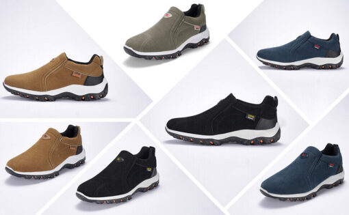 Variety of men's casual slip-on shoes.