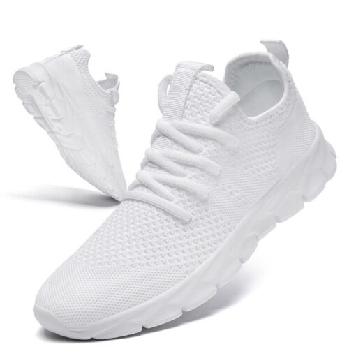 White athletic running sneakers side view