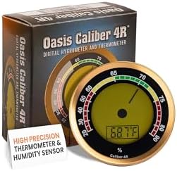 Oasis Caliber 4R hygrometer and thermometer with packaging.