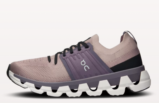 Beige and purple modern running shoe