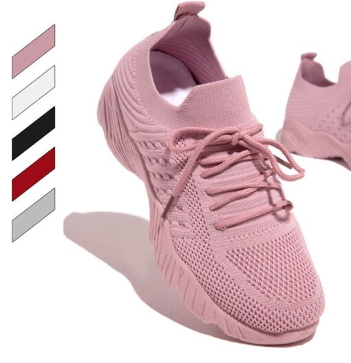 Pink athletic sneakers with available color options.