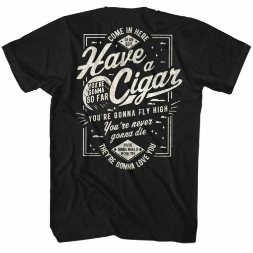 Black t-shirt with motivational cigar-themed typography design.