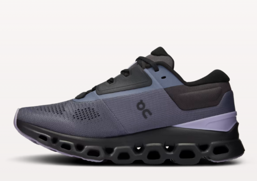 Modern gray running shoe with breathable design.