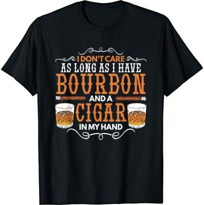 Bourbon and cigar themed graphic t-shirt.