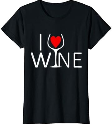 I love wine" graphic t-shirt design.