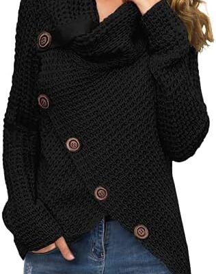 Black buttoned knit sweater with unique design