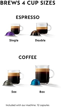 Coffee machine brews four cup sizes with capsules.