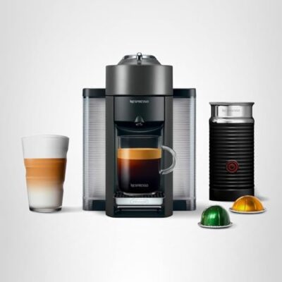 Nespresso coffee machines with capsules and beverages