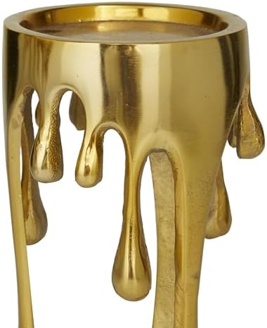 CosmoLiving by Cosmopolitan Aluminum Metal Abstract Decorative Candle Holder Melting Drip Candle Stand, Set of 3 Candlestick Holder 12", 10", 8"H, Gold : Home & Kitchen - Image 6