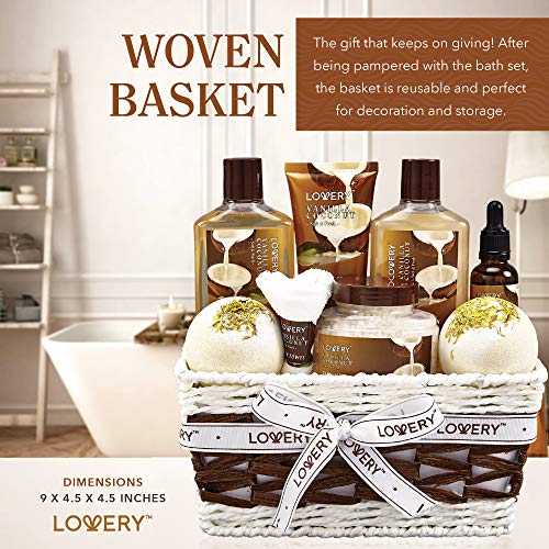 Woven gift basket with bath products
