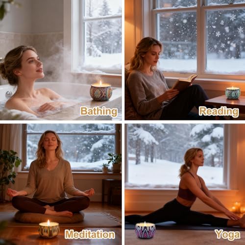 Relaxing activities: bathing, reading, meditation, yoga with candles.