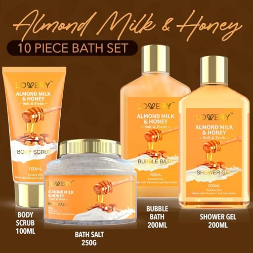 Almond Milk & Honey Spa Gift Basket for Women 10pc Set - Image 2