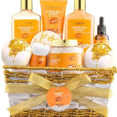 Almond Milk & Honey Spa Gift Basket for Women 10pc Set