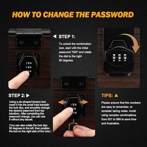 Instructions to change combination lock password.