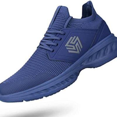 Blue athletic sneaker with mesh upper design